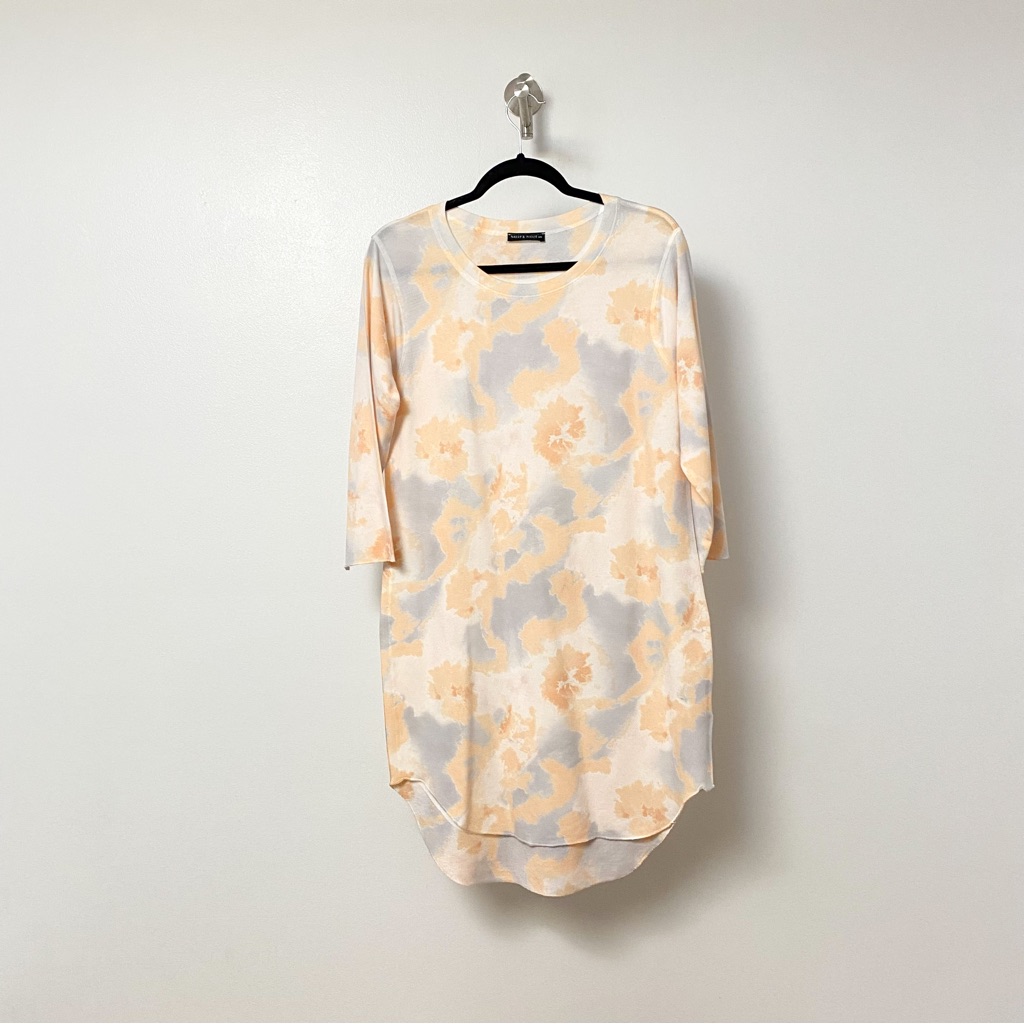 Nally And Millie Spring Summer Chic Casual Tye Dye Sweat Shirt Dress Orange Gray
